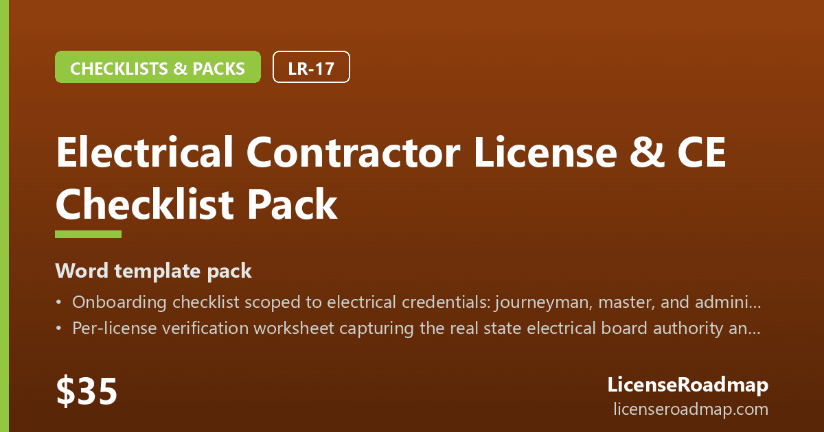Electrical Contractor License & CE Checklist Pack