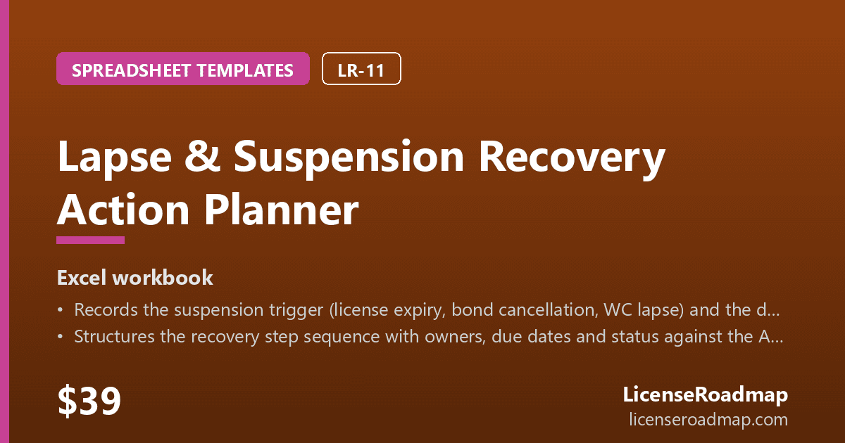 Lapse & Suspension Recovery Action Planner