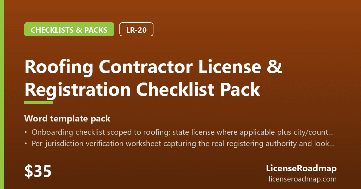 Roofing Contractor License & Registration Checklist Pack